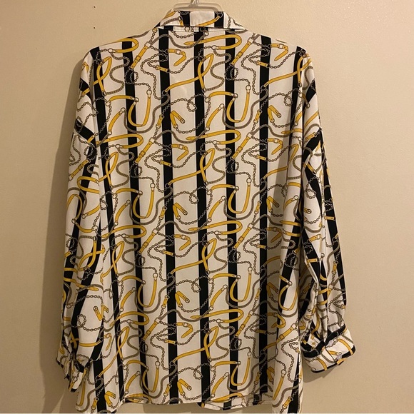 Women’s Love 83 Blouse Size 3XL Button Up Long Sleeve Chain Overall Pattern - Picture 6 of 10